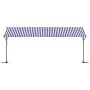 Free-standing awning, blue and white fabric and steel, 600x300 cm. by , Umbrellas - Ref: Foro24-368934, Price: 301,42 €, Disc...