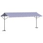 Free-standing awning, blue and white fabric and steel, 600x300 cm. by , Umbrellas - Ref: Foro24-368934, Price: 304,67 €, Disc...