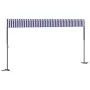 Free-standing awning, blue and white fabric and steel, 600x300 cm. by , Umbrellas - Ref: Foro24-368934, Price: 301,42 €, Disc...