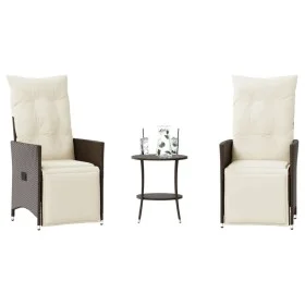 Garden chairs and table with cushions 3 pieces brown PE rattan by , Garden sets - Ref: Foro24-365674, Price: 277,89 €, Discou...