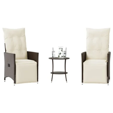 Garden chairs and table with cushions 3 pieces brown PE rattan by , Garden sets - Ref: Foro24-365674, Price: 277,89 €, Discou...
