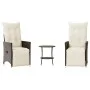Garden chairs and table with cushions 3 pieces brown PE rattan by , Garden sets - Ref: Foro24-365674, Price: 277,89 €, Discou...