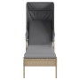 2 synthetic rattan sun loungers with canopy and table in beige color. by , Loungers - Ref: Foro24-3261572, Price: 367,84 €, D...