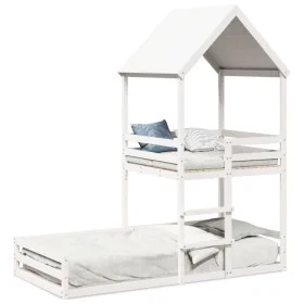 Bed with solid white pine wood roof 90x190 cm by , Beds and slatted bases - Ref: Foro24-3282397, Price: 347,50 €, Discount: %