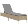 Sun lounger with beige synthetic rattan cushion by , Loungers - Ref: Foro24-4002722, Price: 152,02 €, Discount: %