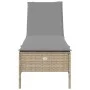 Sun lounger with beige synthetic rattan cushion by , Loungers - Ref: Foro24-4002722, Price: 152,02 €, Discount: %