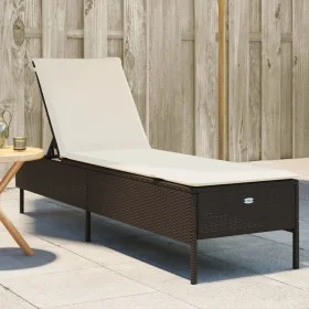 Tumbona con cojín ratán sintético marrón de , Tumbonas - Ref: Foro24-4002720, Precio: 151,77 €, Descuento: %