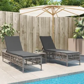 Liegestühle mit Tisch 2 Stück in grauem synthetischem Rattan von , Liegen - Ref: Foro24-4002748, Preis: 273,07 €, Rabatt: %