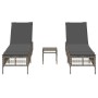 Sun loungers with small table, 2 units, synthetic gray rattan by , Loungers - Ref: Foro24-4002748, Price: 277,50 €, Discount: %