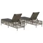 Liegestühle mit Tisch 2 Stück in grauem synthetischem Rattan von , Liegen - Ref: Foro24-4002748, Preis: 273,07 €, Rabatt: %