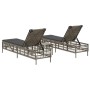 Sun loungers with small table, 2 units, synthetic gray rattan by , Loungers - Ref: Foro24-4002748, Price: 277,50 €, Discount: %