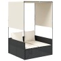 Tumbona doble con techo y cortinas ratán sintético negro de , Tumbonas - Ref: Foro24-4002755, Precio: 230,12 €
