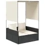 Tumbona doble con techo y cortinas ratán sintético negro de , Tumbonas - Ref: Foro24-4002755, Precio: 226,25 €, Descuento: %