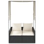 Double sun lounger with roof and black synthetic rattan curtains by , Loungers - Ref: Foro24-4002755, Price: 230,23 €, Discou...
