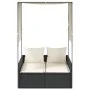 Double sun lounger with roof and black synthetic rattan curtains by , Loungers - Ref: Foro24-4002755, Price: 226,25 €, Discou...