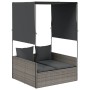 Doppel-Liegestuhl mit Dach und Vorhängen aus grauem synthetischem Rattan. von , Liegen - Ref: Foro24-4002757, Preis: 233,72 €...