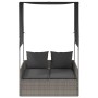 Double sun lounger with roof and gray synthetic rattan curtains by , Loungers - Ref: Foro24-4002757, Price: 233,72 €, Discoun...