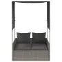 Double sun lounger with roof and gray synthetic rattan curtains by , Loungers - Ref: Foro24-4002757, Price: 229,68 €, Discoun...