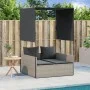 Double sun lounger with roof and light gray synthetic rattan curtains by , Loungers - Ref: Foro24-4002760, Price: 229,68 €, D...