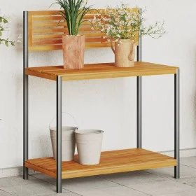 Garden work table made of acacia wood and steel, measuring 90x50x110 cm. by , Pot stands - Ref: Foro24-367619, Price: 108,52 ...