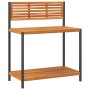 Gartentisch aus Akazienholz und Stahl, 90x50x110 cm. von , Topfständer - Ref: Foro24-367619, Preis: 110,22 €, Rabatt: %