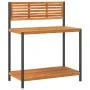 Mesa de trabajo de jardín madera de acacia y acero 90x50x110 cm de , Soportes para macetas - Ref: Foro24-367619, Precio: 108,...