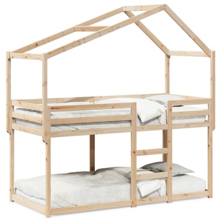 Bunk bed with solid pine wood roof 90x190 cm by , Beds and slatted bases - Ref: Foro24-3282047, Price: 202,53 €, Discount: %