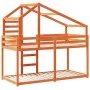 Cama con techo madera maciza pino marrón 80x200 cm de , Camas y somieres - Ref: Foro24-3281960, Precio: 234,57 €, Descuento: %