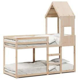 Bunk bed with solid pine wood roof 90x190 cm by , Beds and slatted bases - Ref: Foro24-3282005, Price: 224,93 €, Discount: %