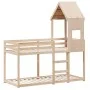 Bunk bed with solid pine wood roof 90x190 cm by , Beds and slatted bases - Ref: Foro24-3282005, Price: 231,21 €, Discount: %