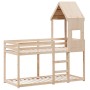 Cama litera con techo madera maciza de pino 90x190 cm