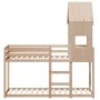 Cama litera con techo madera maciza de pino 90x190 cm