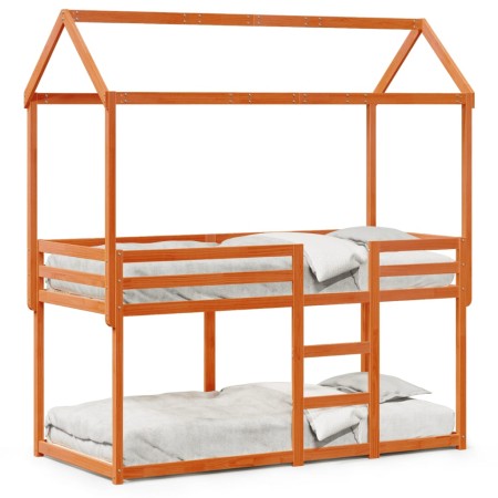 Etagenbett mit massivem Dach aus brauner Kiefer 80x200 cm. von , Betten und Lattenroste - Ref: Foro24-3282123, Preis: 234,27 ...