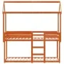 Bunk bed with solid pine wood roof in brown, 80x200 cm. by , Beds and slatted bases - Ref: Foro24-3282123, Price: 234,21 €, D...