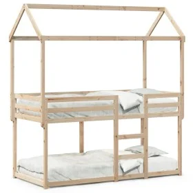 Bunk bed with solid pine wood roof 80x200 cm by , Beds and slatted bases - Ref: Foro24-3282121, Price: 198,46 €, Discount: %