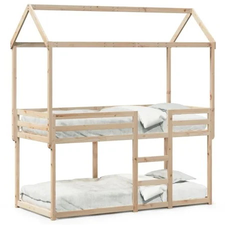 Bunk bed with solid pine wood roof 80x200 cm by , Beds and slatted bases - Ref: Foro24-3282121, Price: 206,96 €, Discount: %