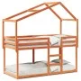Bunk bed with solid pine wood roof in brown wax, 75x190 cm. by , Beds and slatted bases - Ref: Foro24-3282051, Price: 219,54 ...