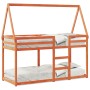 Bunk bed with solid pine wood roof in brown wax, 75x190 cm. by , Beds and slatted bases - Ref: Foro24-3282091, Price: 194,96 ...