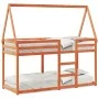 Bunk bed with solid pine wood roof in brown wax, 75x190 cm. by , Beds and slatted bases - Ref: Foro24-3282091, Price: 199,43 ...
