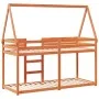 Bunk bed with solid pine wood roof in brown wax, 75x190 cm. by , Beds and slatted bases - Ref: Foro24-3282091, Price: 199,43 ...
