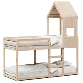 Bunk bed with a solid pine wood roof 75x190 cm by , Beds and slatted bases - Ref: Foro24-3282007, Price: 196,40 €, Discount: %