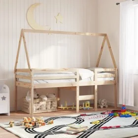 Hochbett mit massivem Kieferndach 90x190 cm von , Betten und Lattenroste - Ref: Foro24-3282098, Preis: 179,39 €, Rabatt: %