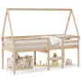 Cama alta con techo madera maciza de pino 90x190 cm de , Camas y somieres - Ref: Foro24-3282098, Precio: 162,50 €, Descuento: %