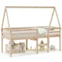 High bed with solid pine wood roof 90x190 cm by , Beds and slatted bases - Ref: Foro24-3282098, Price: 170,83 €, Discount: %