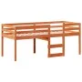 High bed with solid pine wood roof in brown wax 90x190 cm by , Beds and slatted bases - Ref: Foro24-3282018, Price: 240,32 €,...