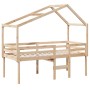 Cama alta con techo madera maciza de pino 90x190 cm de , Camas y somieres - Ref: Foro24-3282058, Precio: 191,59 €, Descuento: %