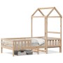 Bed frame with solid pine wood roof 100x200 cm by , Beds and slatted bases - Ref: Foro24-3282156, Price: 171,08 €, Discount: %