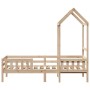 Bed frame with solid pine wood roof 100x200 cm by , Beds and slatted bases - Ref: Foro24-3282156, Price: 171,08 €, Discount: %