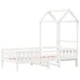 Bed frame with solid white pine wood roof 80x200 cm by , Beds and slatted bases - Ref: Foro24-3282163, Price: 184,82 €, Disco...