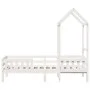 Bed frame with solid white pine wood roof 80x200 cm by , Beds and slatted bases - Ref: Foro24-3282163, Price: 184,82 €, Disco...